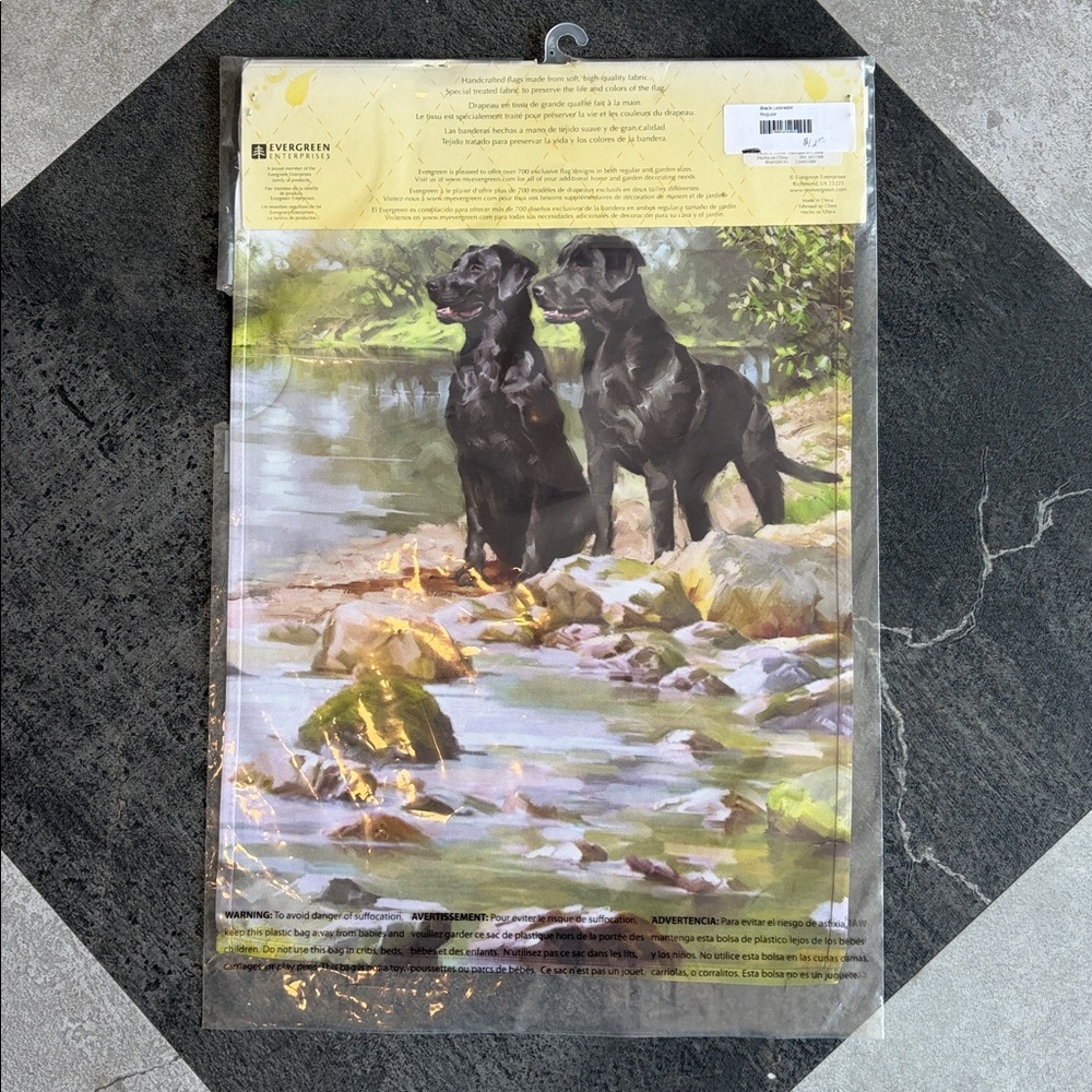 NWT - Evergreen Garden Flag - Black Labrador lake setting - Picture 2 of 5